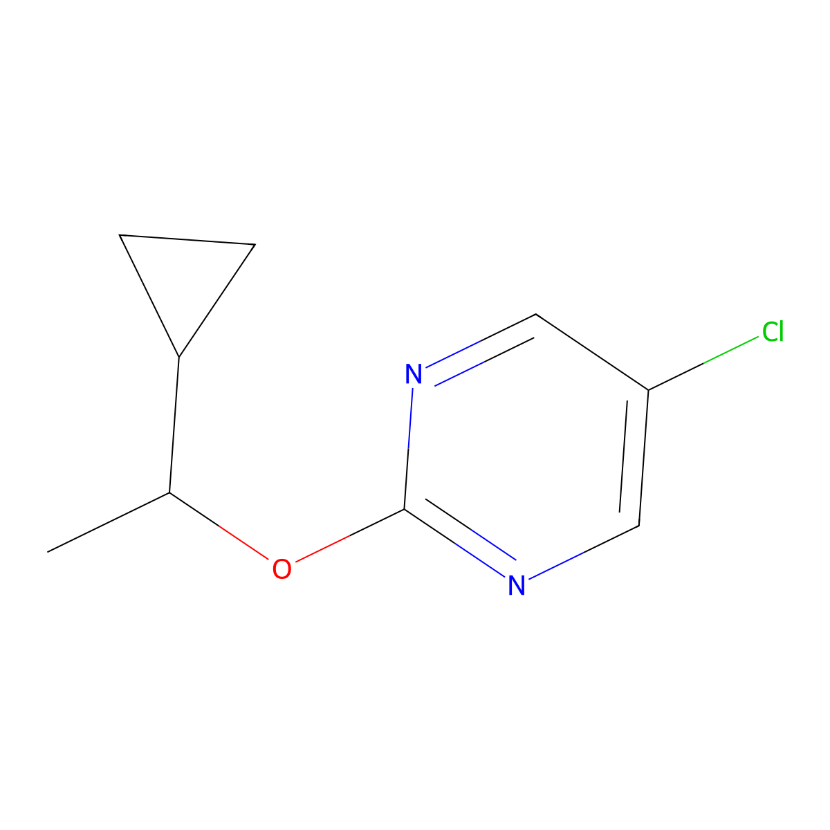 5-Chloro-2-(1-cyclopropylethoxy)pyrimidine molecular structure, CAS 2200178-04-5