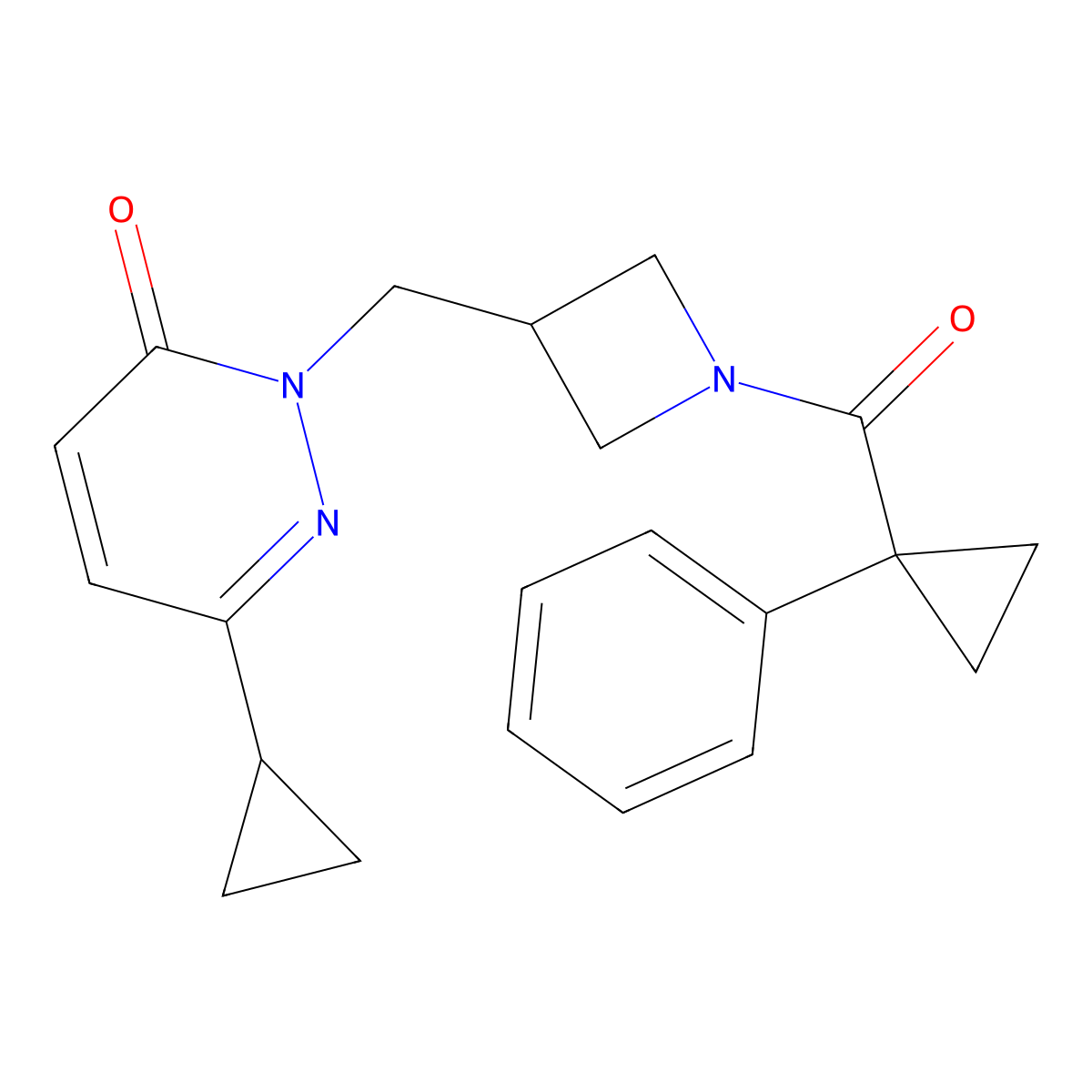 6-Cyclopropyl-2-{[1-(1-phenylcyclopropanecarbonyl)azetidin-3-yl]methyl}-2,3-dihydropyridazin-3-one molecular structure, CAS 2200180-14-7