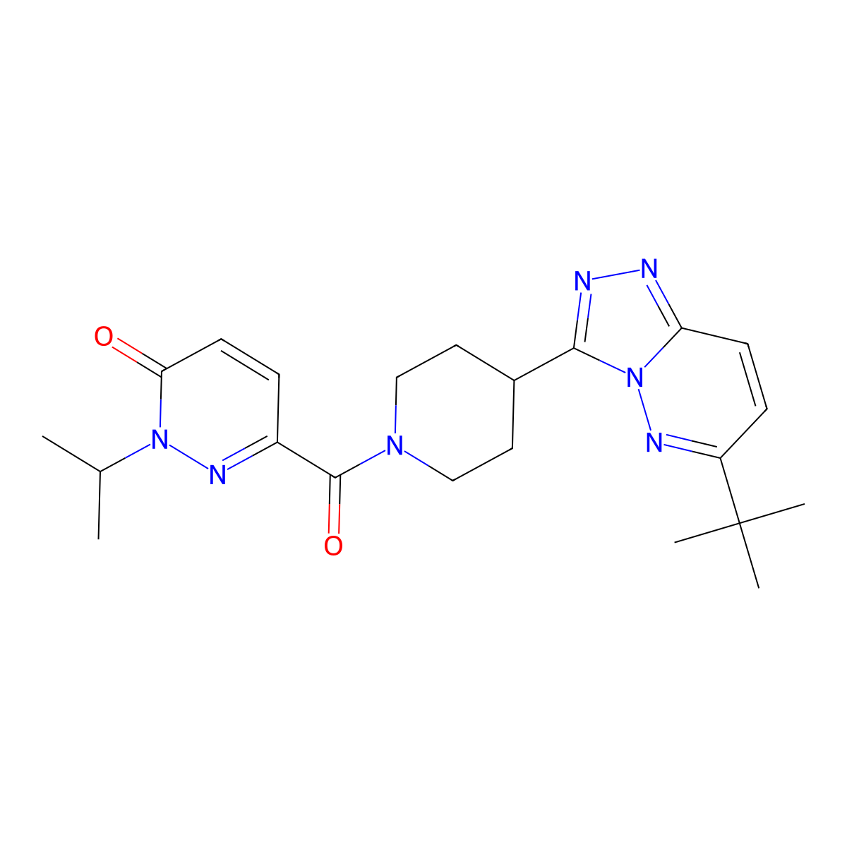 6-(4-{6-Tert-butyl-[1,2,4]triazolo[4,3-b]pyridazin-3-yl}piperidine-1-carbonyl)-2-(propan-2-yl)-2,3-dihydropyridazin-3-one molecular structure, CAS 2200180-27-2