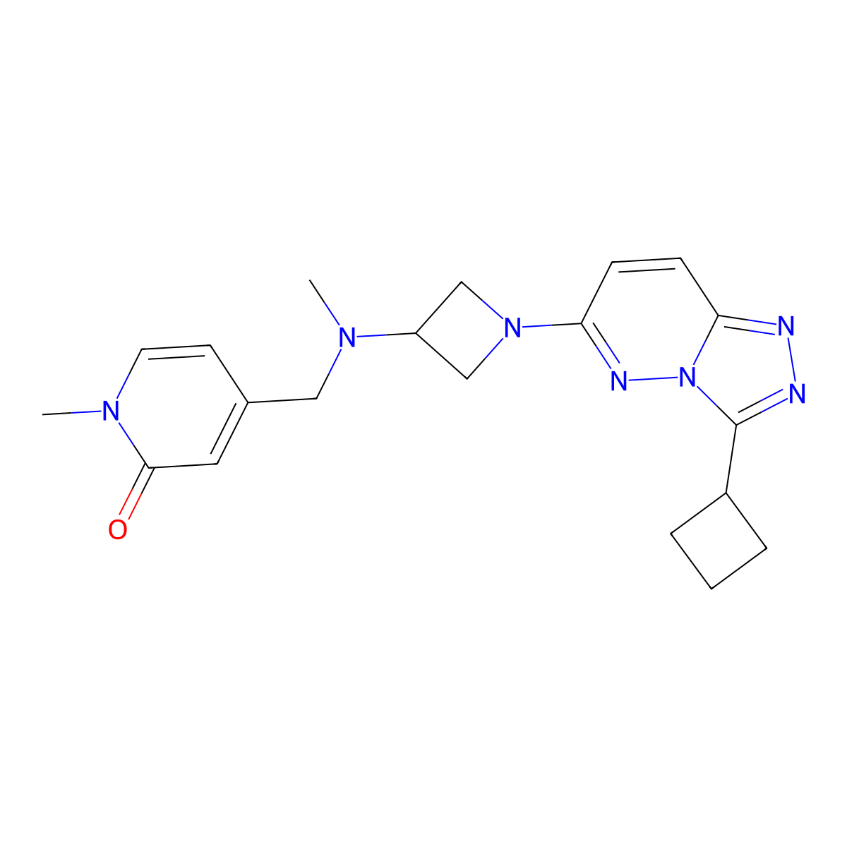 4-{[(1-{3-Cyclobutyl-[1,2,4]triazolo[4,3-b]pyridazin-6-yl}azetidin-3-yl)(methyl)amino]methyl}-1-methyl-1,2-dihydropyridin-2-one molecular structure, CAS 2200180-38-5