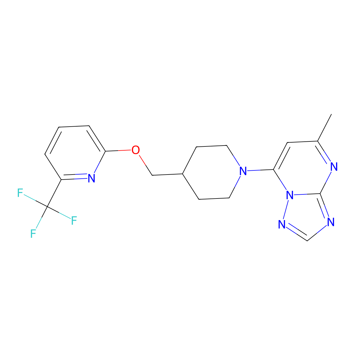 2-[(1-{5-Methyl-[1,2,4]triazolo[1,5-a]pyrimidin-7-yl}piperidin-4-yl)methoxy]-6-(trifluoromethyl)pyridine molecular structure, CAS 2200183-80-6