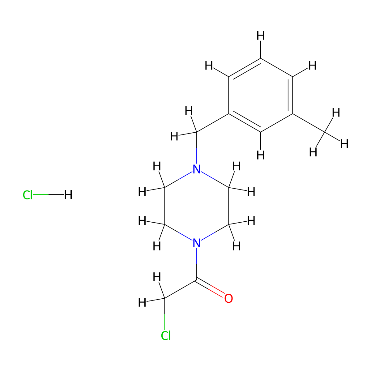 2-Chloro-1-{4-[(3-methylphenyl)methyl]piperazin-1-yl}ethan-1-one hydrochloride molecular structure, CAS 2200209-14-7