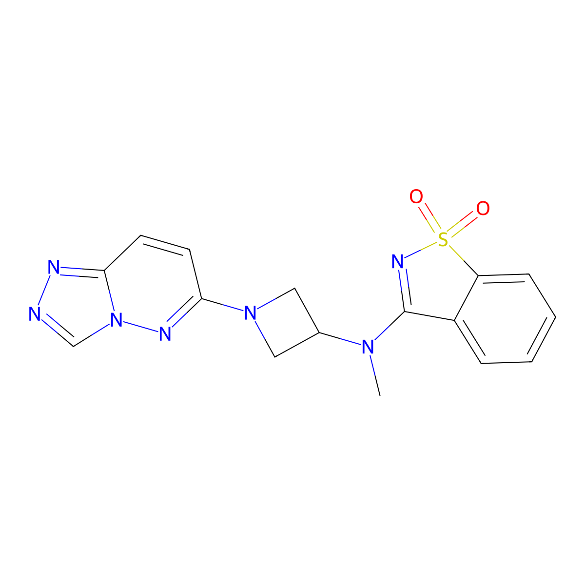 3-[Methyl(1-{[1,2,4]triazolo[4,3-b]pyridazin-6-yl}azetidin-3-yl)amino]-1lambda6,2-benzothiazole-1,1-dione molecular structure, CAS 2200214-01-1