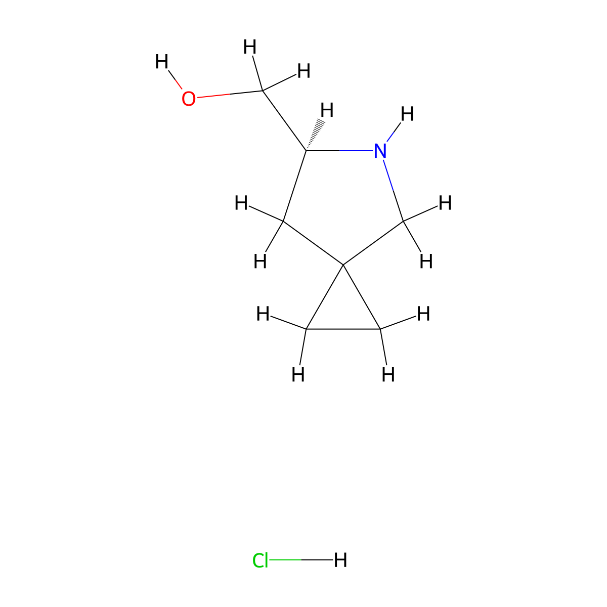 ((6S)-5-azaspiro(2.4)heptan-6-yl)methanol hydrochloride molecular structure, CAS 2200258-97-3