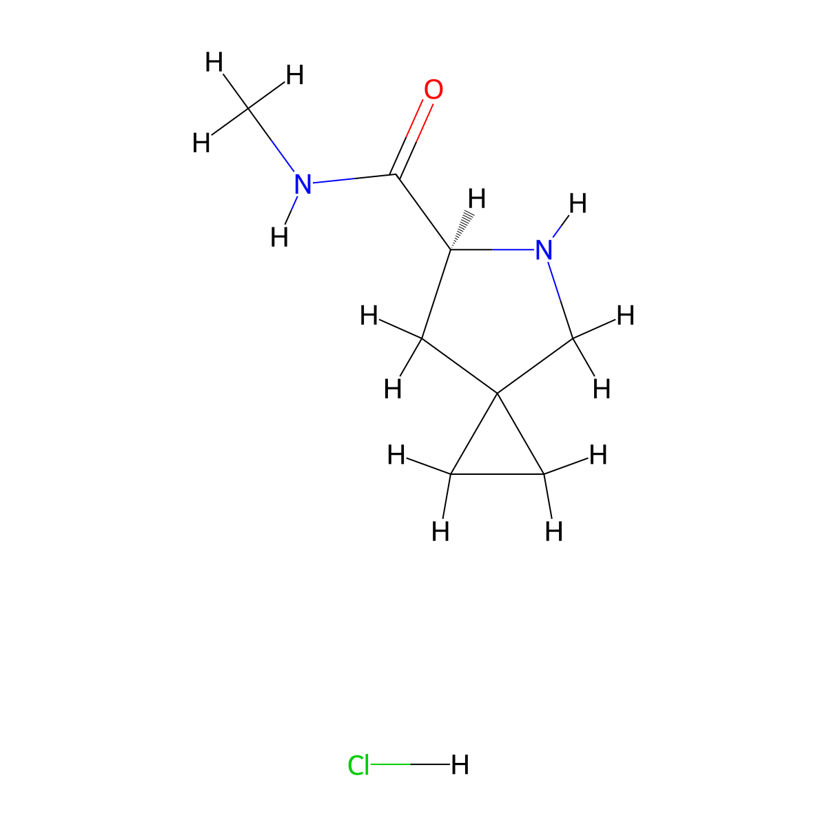 (6S)-N-methyl-5-azaspiro[2.4]heptane-6-carboxamide hydrochloride molecular structure, CAS 2200259-02-3