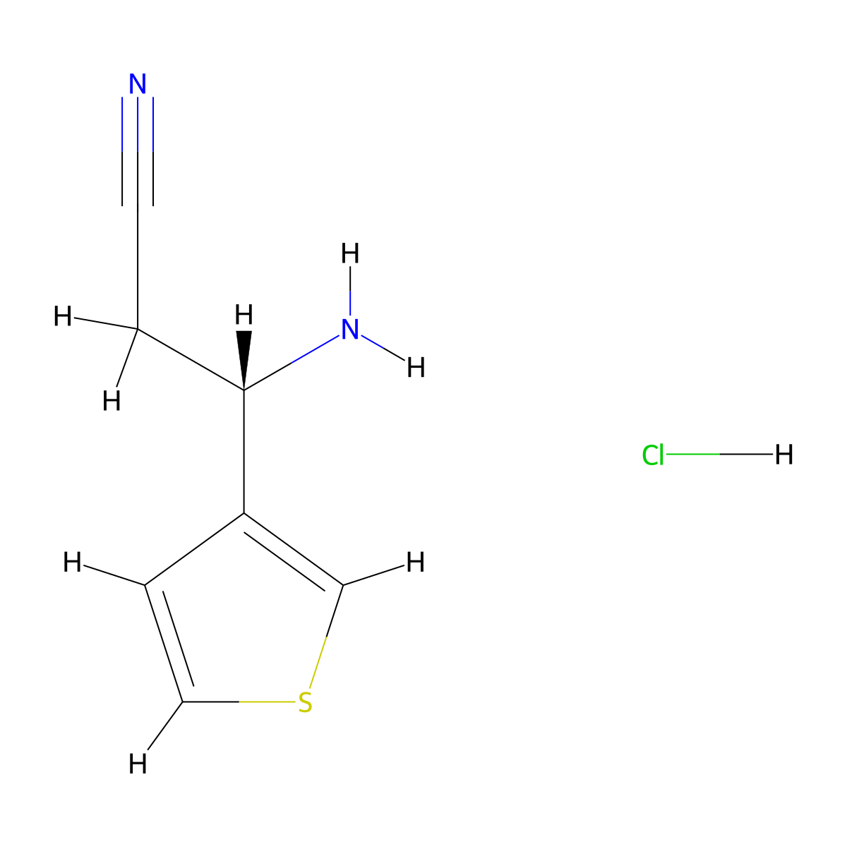 (3S)-3-Amino-3-(thiophen-3-YL)propanenitrile hydrochloride molecular structure, CAS 2200260-39-3