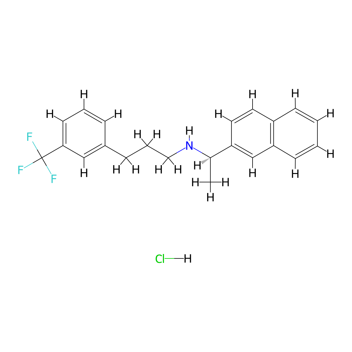 [(1R)-1-(naphthalen-2-yl)ethyl]({3-[3-(trifluoromethyl)phenyl]propyl})amine hydrochloride molecular structure, CAS 2200269-28-7