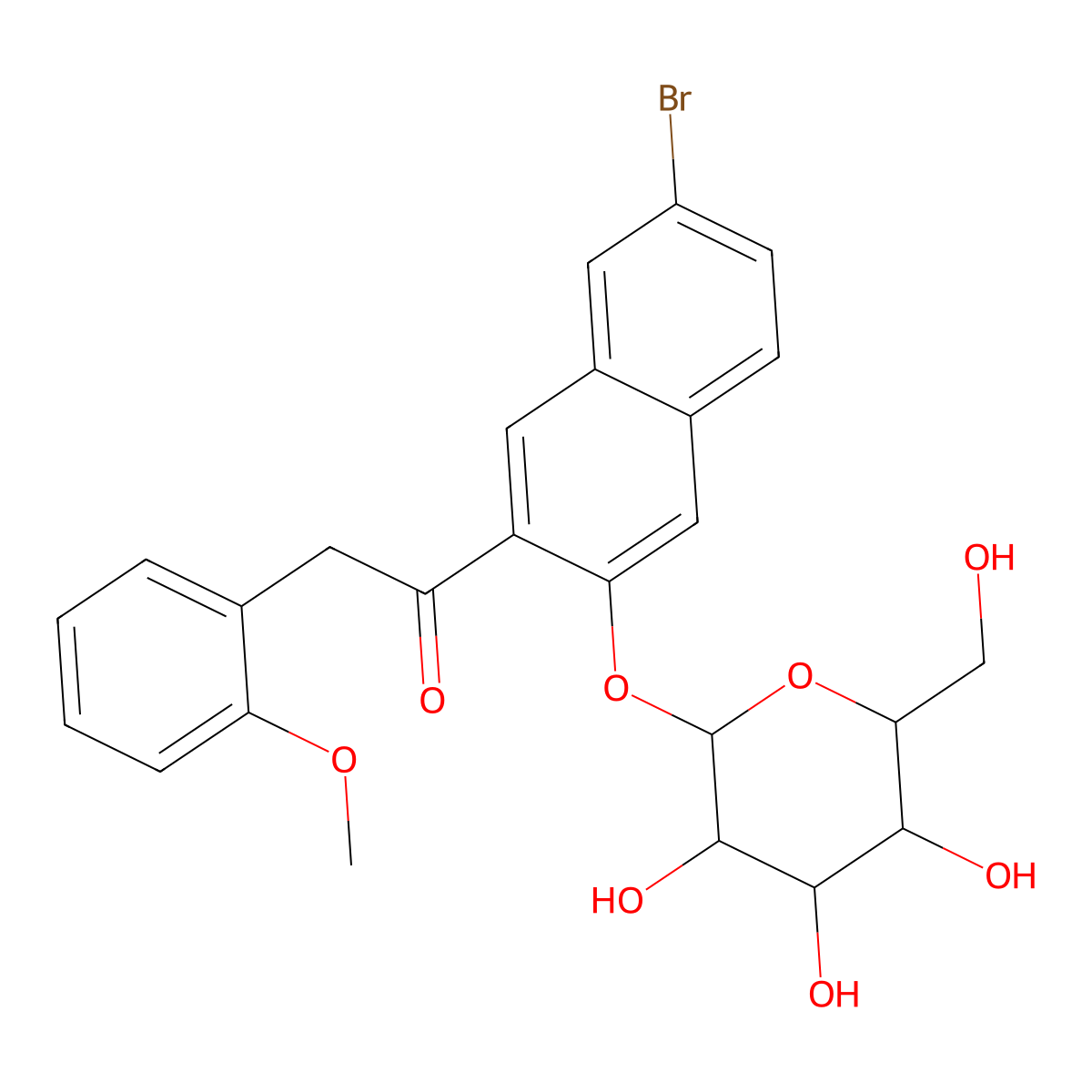 1-[7-bromo-3-[(2S,3R,4S,5S,6R)-3,4,5-trihydroxy-6-(hydroxymethyl)oxan-2-yl]oxynaphthalen-2-yl]-2-(2-methoxyphenyl)ethanone molecular structure, CAS 2200269-30-1