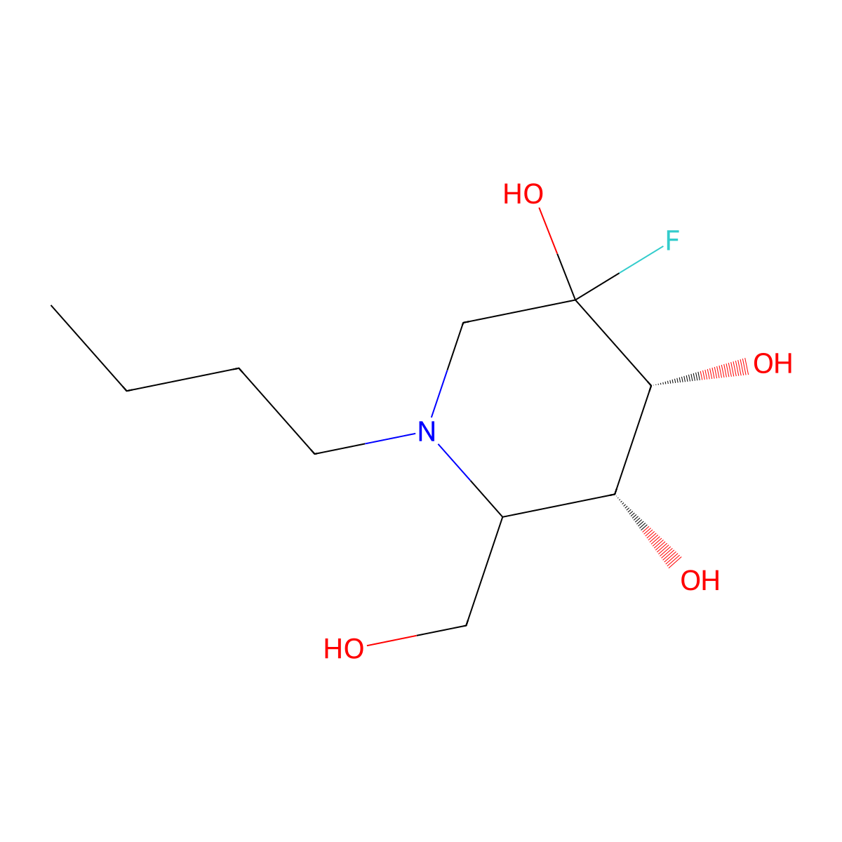N-Butyl-1-deoxy-2-fluoronojirimycin molecular structure, CAS 2200278-70-0