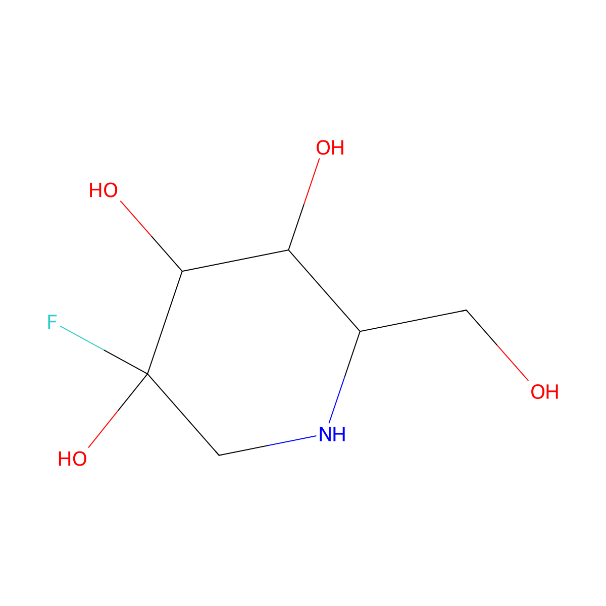 1-Deoxy-2-fluoronojirimycin molecular structure, CAS 2200278-73-3