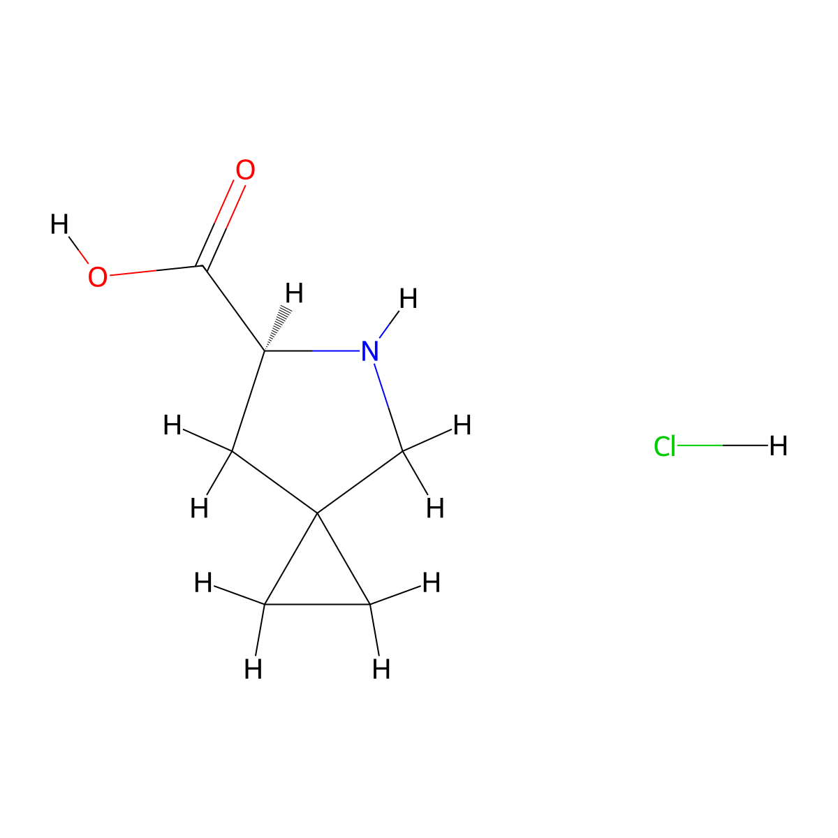 (6S)-5-azaspiro(2.4)heptane-6-carboxylic acid hydrochloride molecular structure, CAS 2200278-74-4