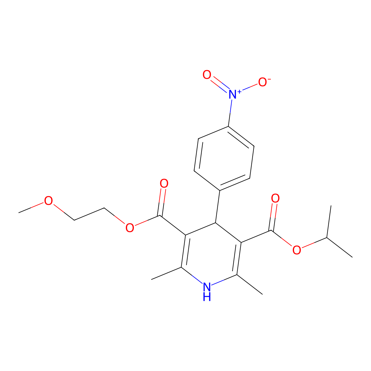 3-Isopropyl 5-(2-methoxyethyl) 2,6-dimethyl-4-(4-nitrophenyl)-1,4-dihydropyridine-3,5-dicarboxylate molecular structure, CAS 2200280-99-3