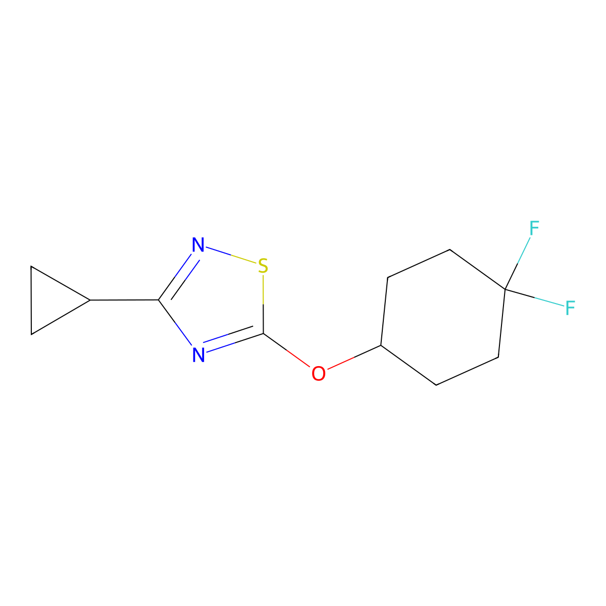 3-Cyclopropyl-5-[(4,4-difluorocyclohexyl)oxy]-1,2,4-thiadiazole molecular structure, CAS 2200300-50-9