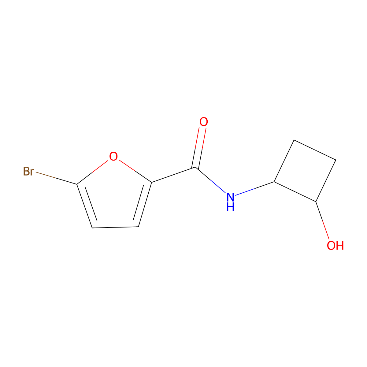 5-bromo-N-(2-hydroxycyclobutyl)furan-2-carboxamide molecular structure, CAS 2200304-36-3
