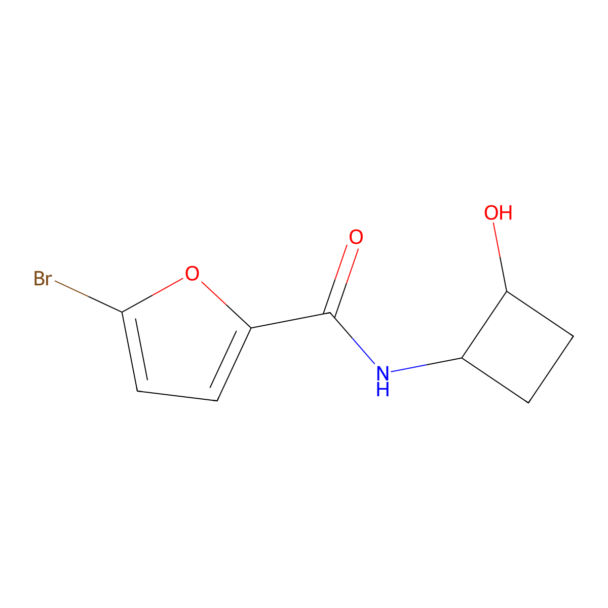 5-bromo-N-(2-hydroxycyclobutyl)furan-2-carboxamide molecular structure, CAS 2200304-36-3