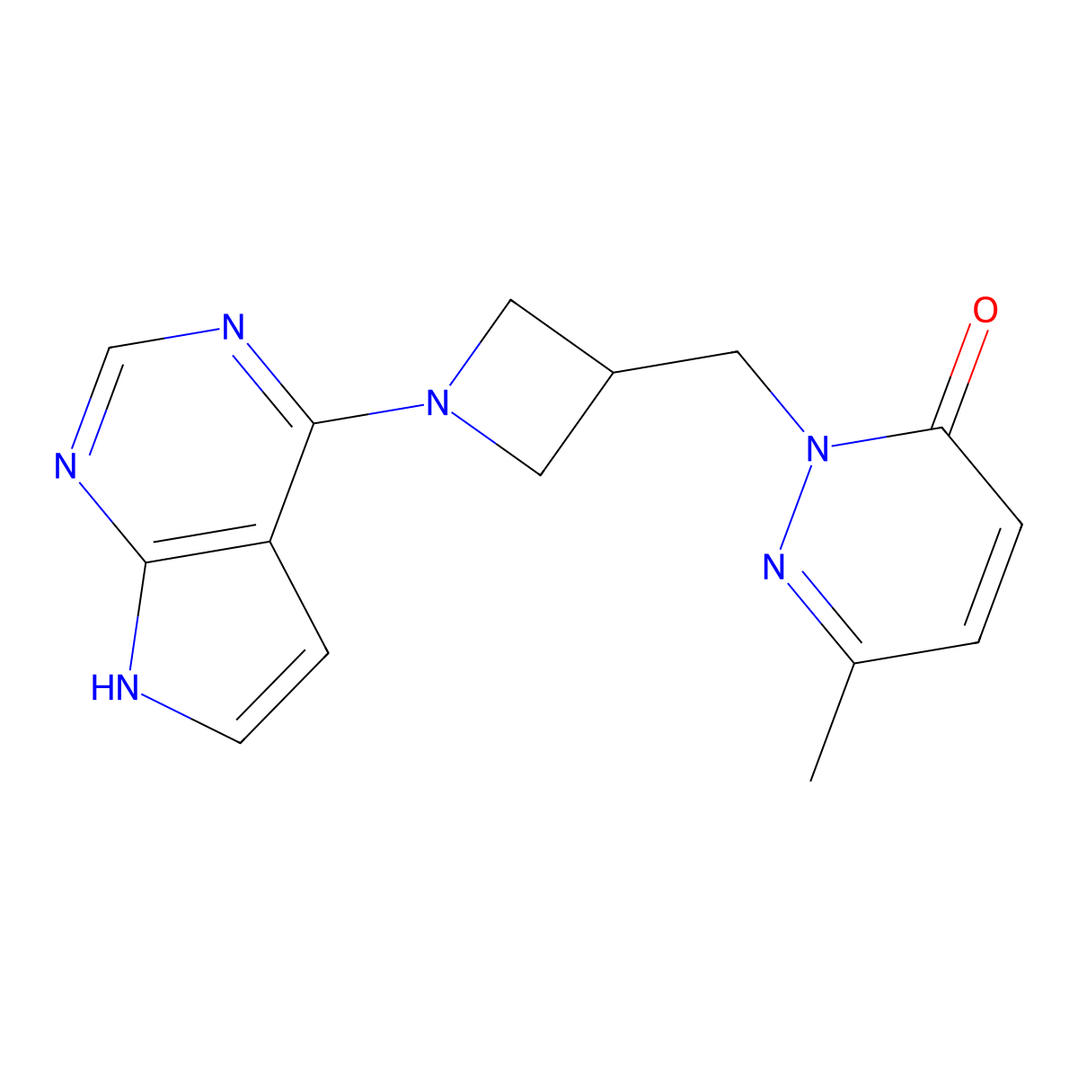 6-methyl-2-[(1-{7H-pyrrolo[2,3-d]pyrimidin-4-yl}azetidin-3-yl)methyl]-2,3-dihydropyridazin-3-one molecular structure, CAS 2200305-83-3