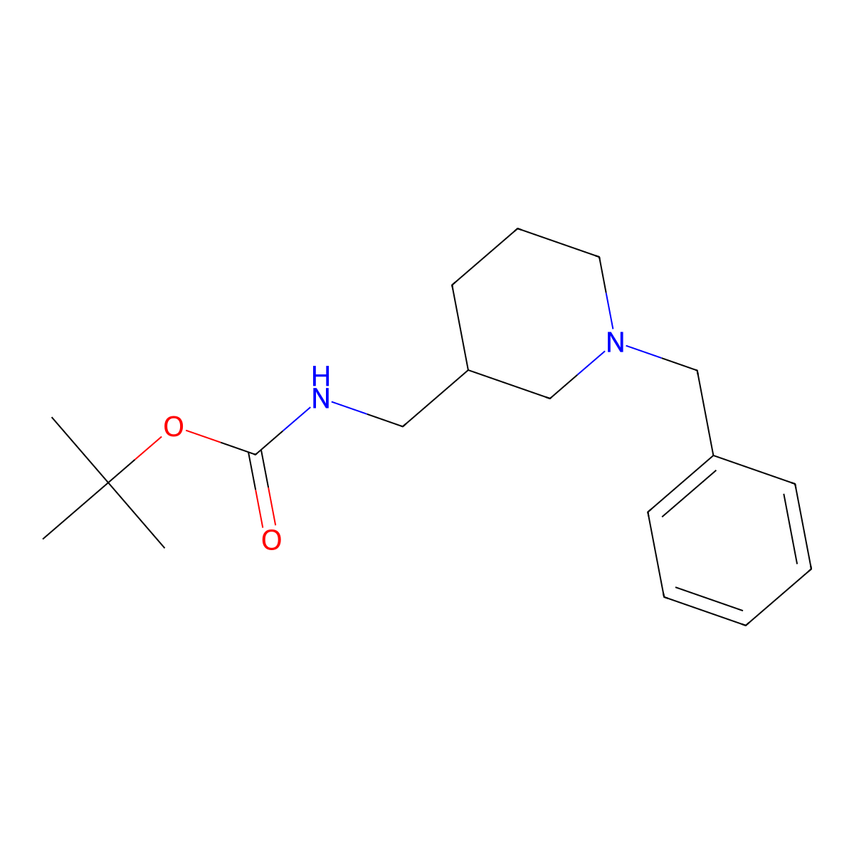 Tert-butyl ((1-benzylpiperidin-3-yl)methyl)carbamate molecular structure, CAS 220031-61-8