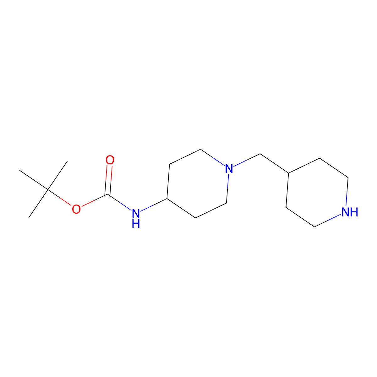 4-(t-Butoxycarbonylamino)-1-(4-piperidinylmethyl)piperidine molecular structure, CAS 220032-43-9