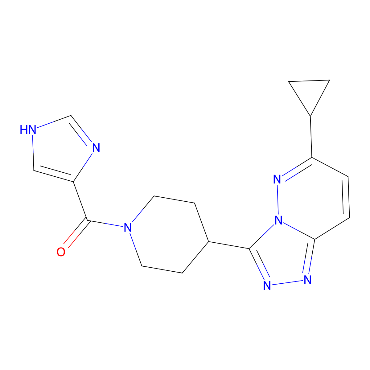 4-{6-cyclopropyl-[1,2,4]triazolo[4,3-b]pyridazin-3-yl}-1-(1H-imidazole-4-carbonyl)piperidine molecular structure, CAS 2200320-70-1