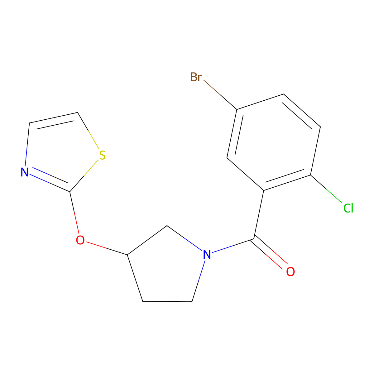 2-{[1-(5-Bromo-2-chlorobenzoyl)pyrrolidin-3-yl]oxy}-1,3-thiazole molecular structure, CAS 2200321-25-9