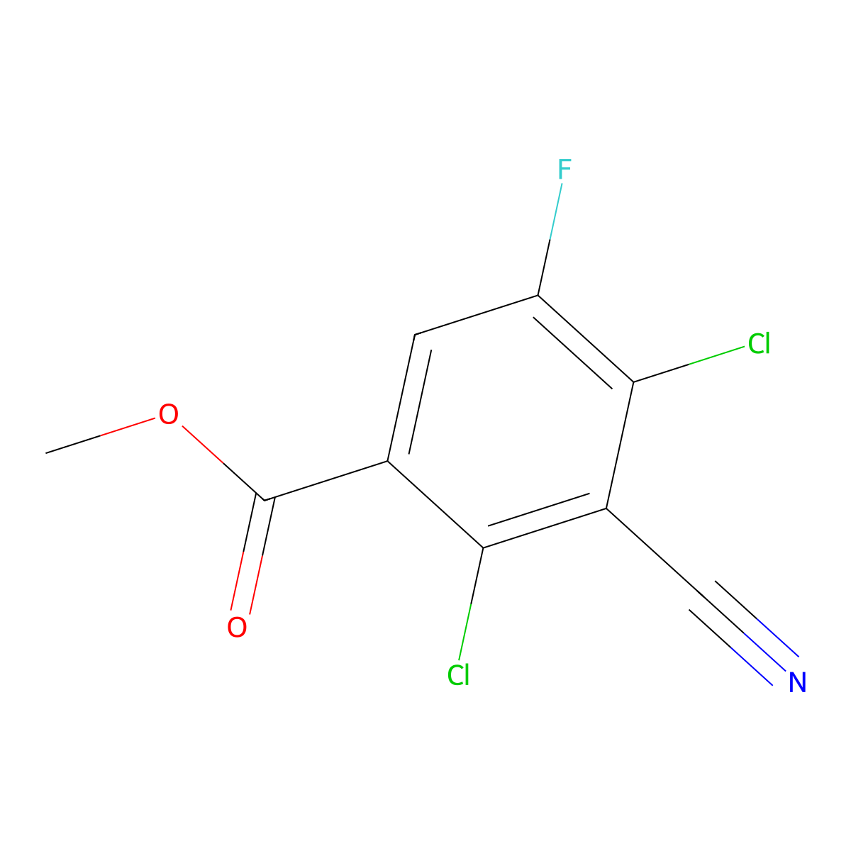 Methyl 2,4-dichloro-3-cyano-5-fluorobenzoate molecular structure, CAS 220035-64-3