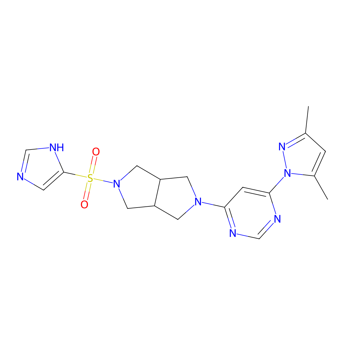 4-(3,5-dimethyl-1H-pyrazol-1-yl)-6-[5-(1H-imidazole-4-sulfonyl)-octahydropyrrolo[3,4-c]pyrrol-2-yl]pyrimidine molecular structure, CAS 2200354-53-4