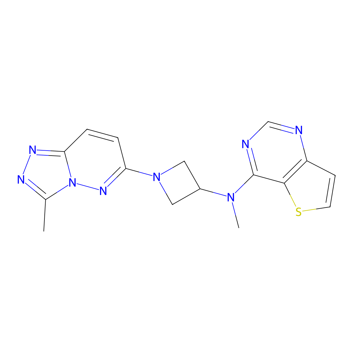 N-methyl-1-{3-methyl-[1,2,4]triazolo[4,3-b]pyridazin-6-yl}-N-{thieno[3,2-d]pyrimidin-4-yl}azetidin-3-amine molecular structure, CAS 2200354-99-8