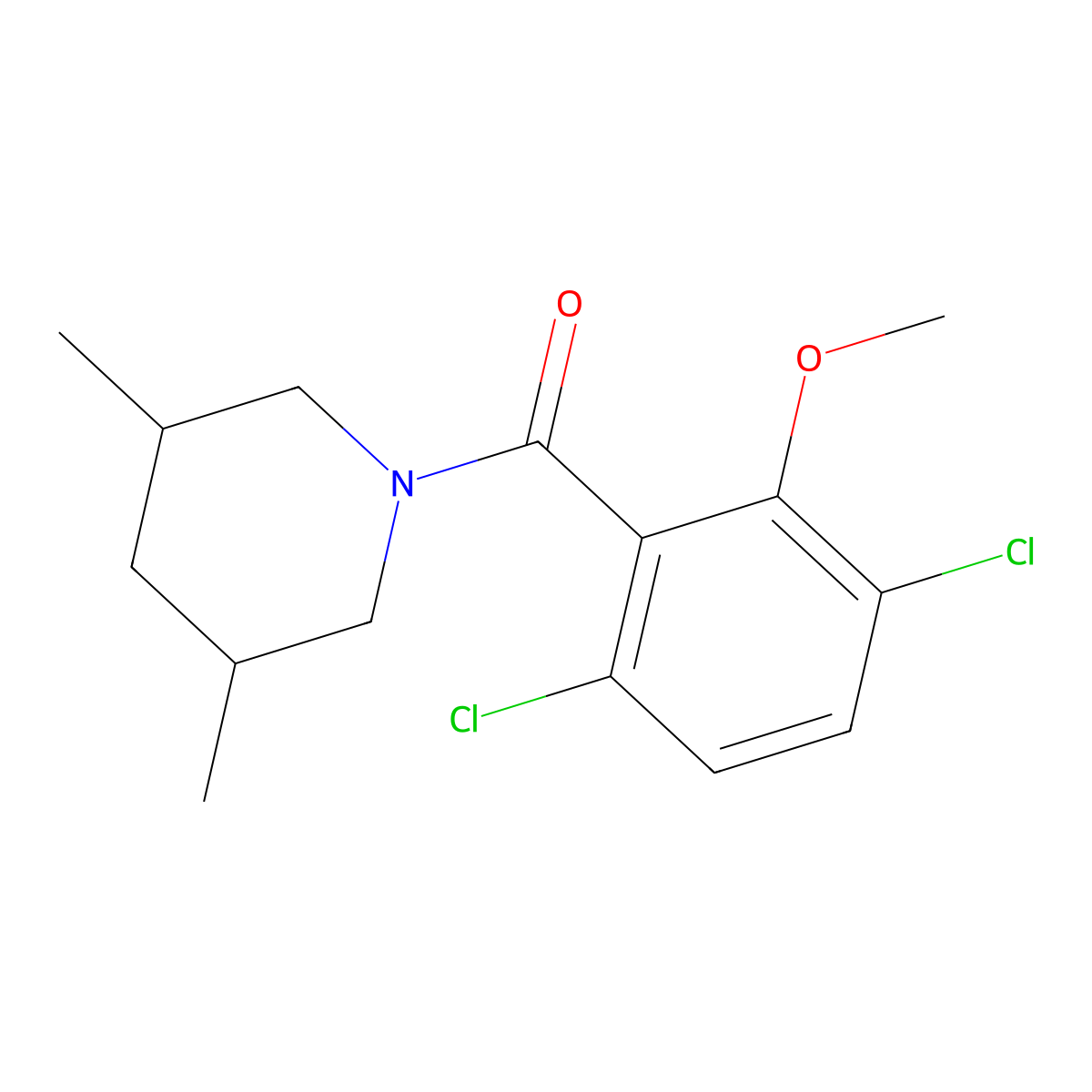 (3,6-Dichloro-2-methoxyphenyl)(3,5-dimethyl-1-piperidinyl)methanone molecular structure, CAS 2200377-49-5
