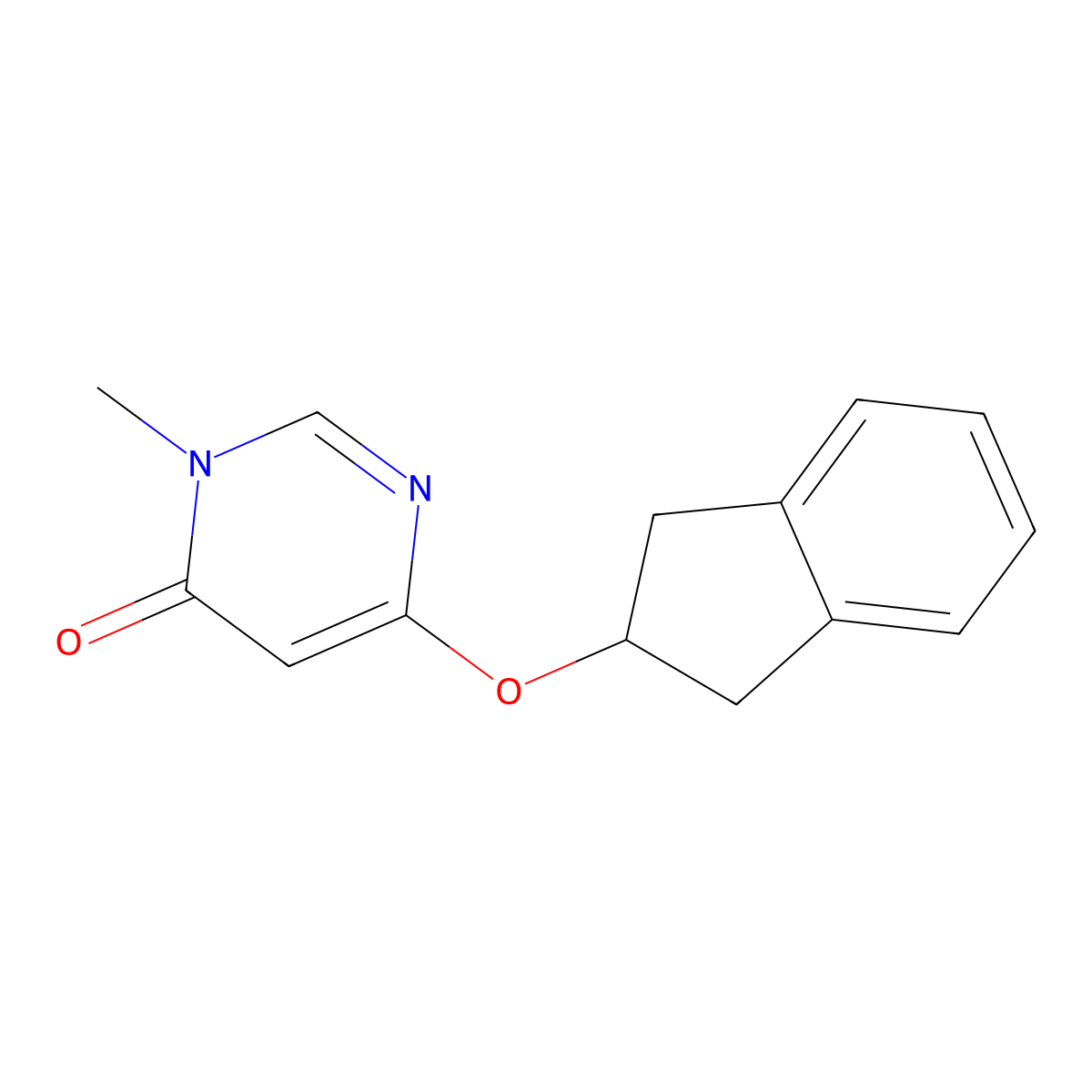 6-(2,3-dihydro-1H-inden-2-yloxy)-3-methyl-3,4-dihydropyrimidin-4-one molecular structure, CAS 2200393-32-2