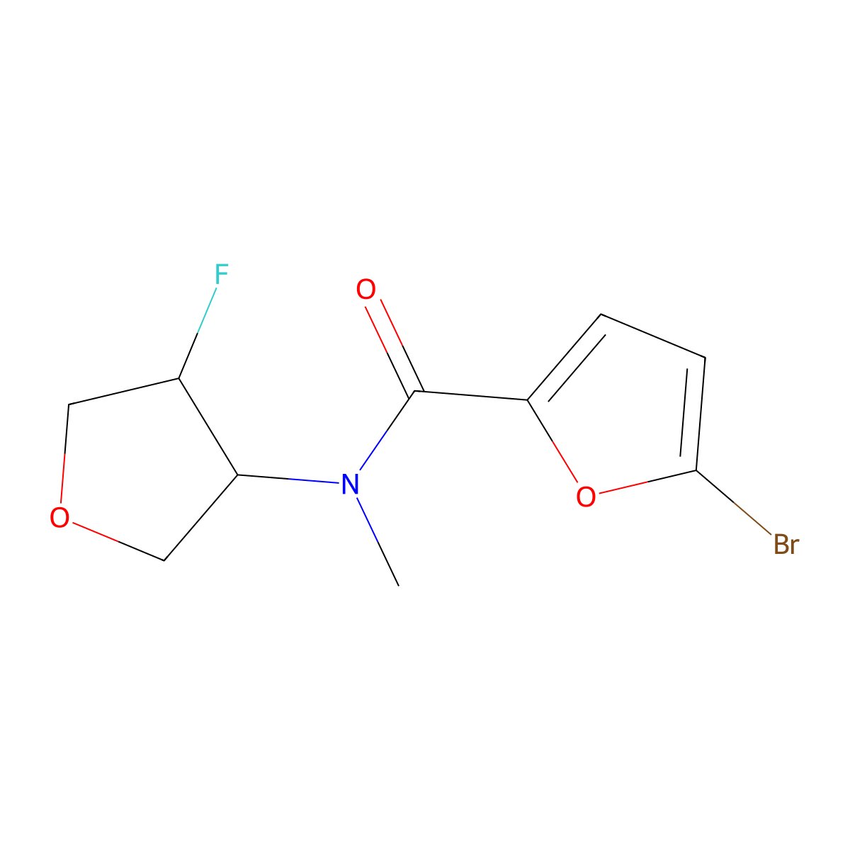 5-bromo-N-(4-fluorooxolan-3-yl)-N-methylfuran-2-carboxamide molecular structure, CAS 2200394-65-4