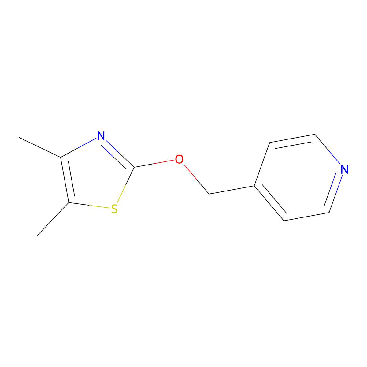 4-{[(4,5-Dimethyl-1,3-thiazol-2-yl)oxy]methyl}pyridine molecular structure, CAS 2200396-28-5
