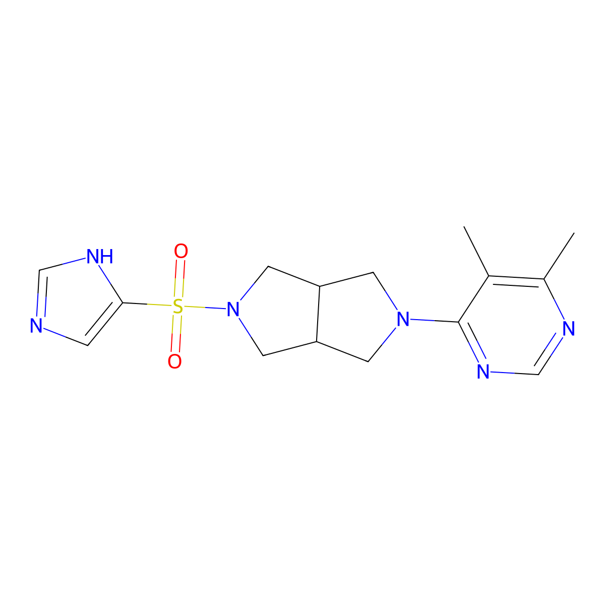 4-[5-(1H-imidazole-4-sulfonyl)-octahydropyrrolo[3,4-c]pyrrol-2-yl]-5,6-dimethylpyrimidine molecular structure, CAS 2200397-74-4