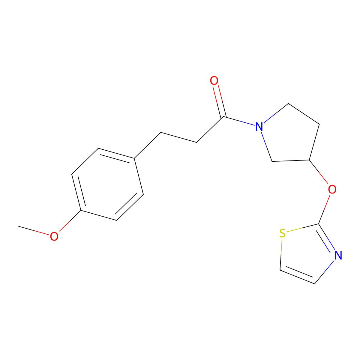 3-(4-Methoxyphenyl)-1-(3-(thiazol-2-yloxy)pyrrolidin-1-yl)propan-1-one molecular structure, CAS 2200399-36-4