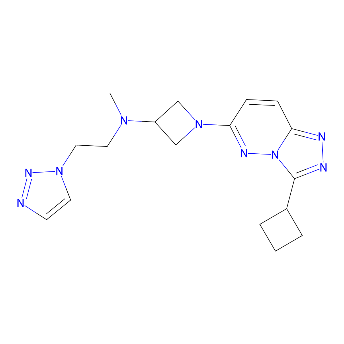 1-{3-cyclobutyl-[1,2,4]triazolo[4,3-b]pyridazin-6-yl}-N-methyl-N-[2-(1H-1,2,3-triazol-1-yl)ethyl]azetidin-3-amine molecular structure, CAS 2200399-70-6