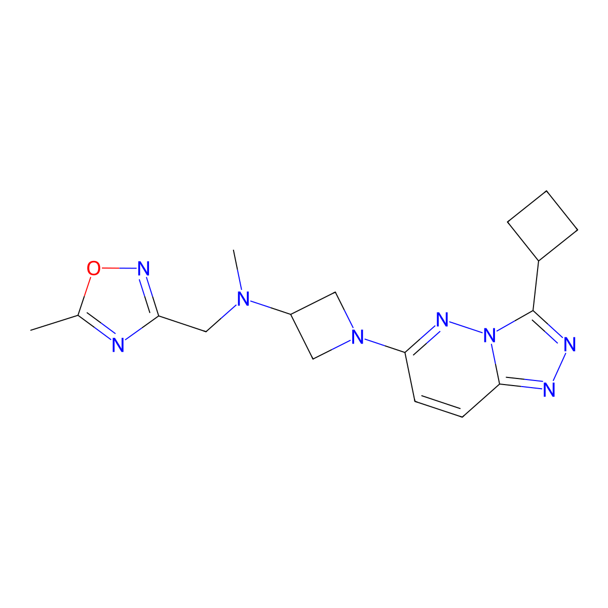 1-{3-cyclobutyl-[1,2,4]triazolo[4,3-b]pyridazin-6-yl}-N-methyl-N-[(5-methyl-1,2,4-oxadiazol-3-yl)methyl]azetidin-3-amine molecular structure, CAS 2200400-63-9