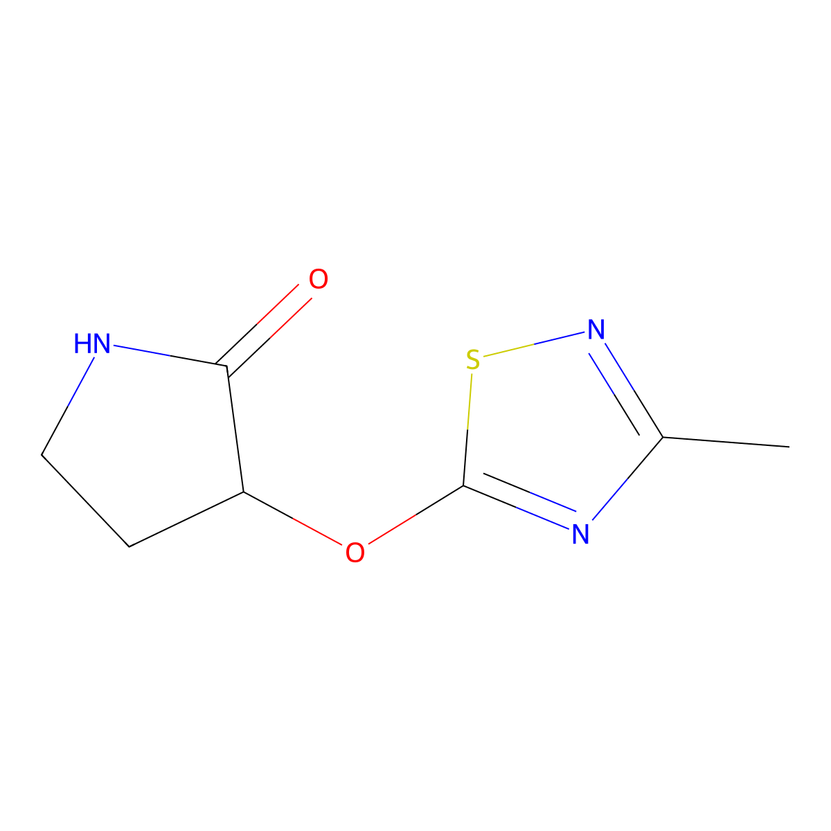 3-[(3-Methyl-1,2,4-thiadiazol-5-yl)oxy]pyrrolidin-2-one molecular structure, CAS 2200424-76-4