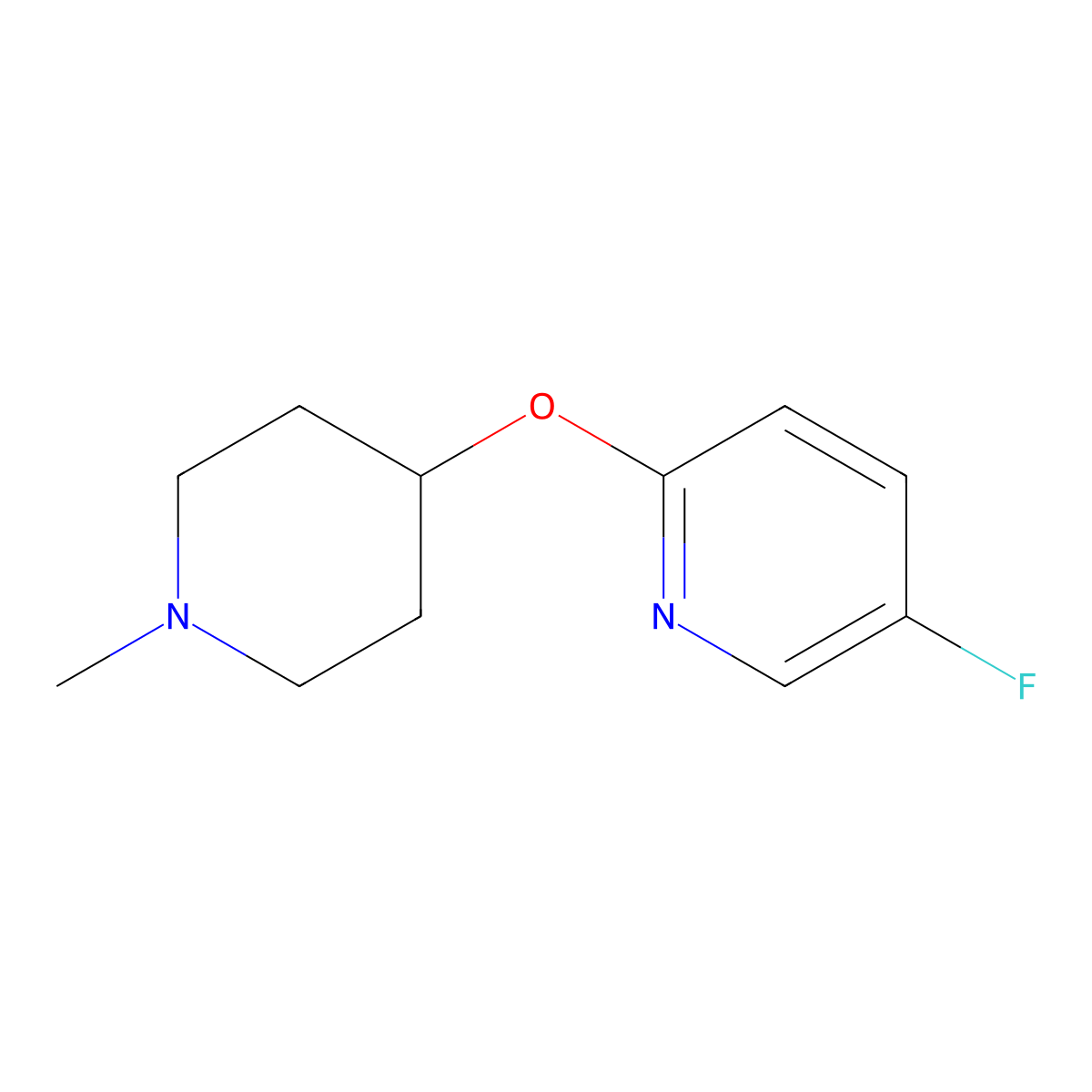 5-Fluoro-2-[(1-methylpiperidin-4-yl)oxy]pyridine molecular structure, CAS 2200424-88-8