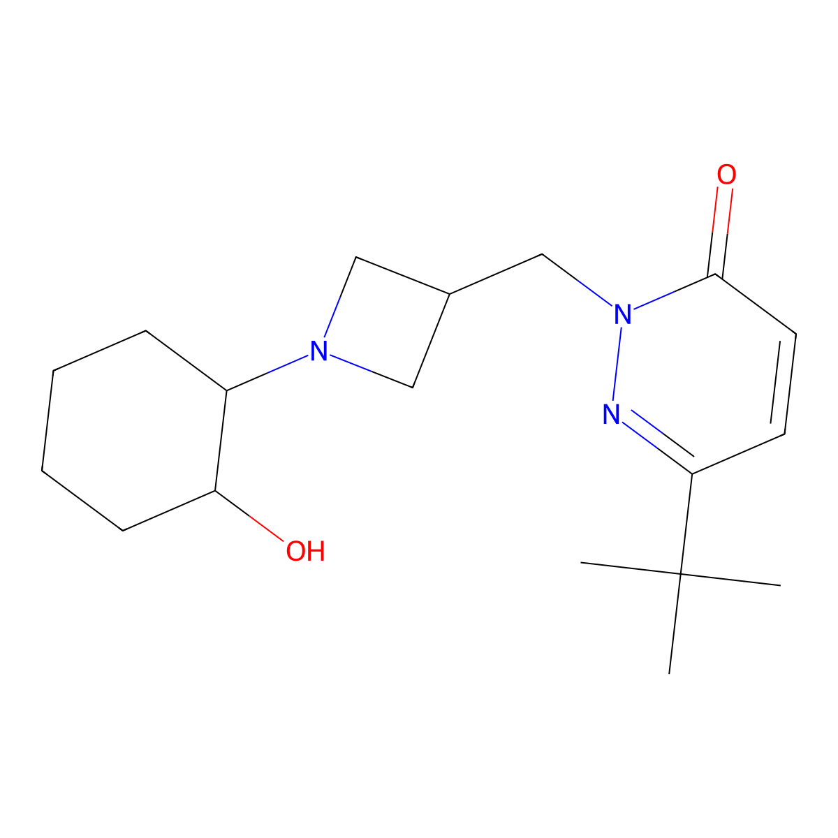 6-Tert-butyl-2-{[1-(2-hydroxycyclohexyl)azetidin-3-yl]methyl}-2,3-dihydropyridazin-3-one molecular structure, CAS 2200425-05-2