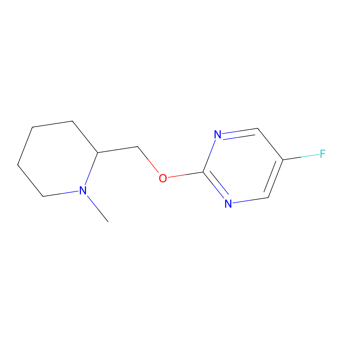 5-Fluoro-2-[(1-methylpiperidin-2-yl)methoxy]pyrimidine molecular structure, CAS 2200425-06-3