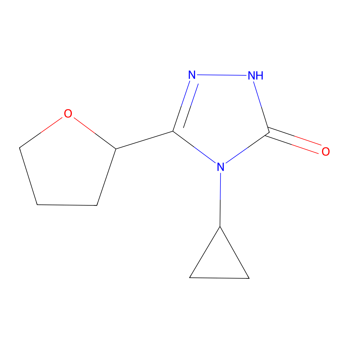 4-cyclopropyl-3-(oxolan-2-yl)-4,5-dihydro-1H-1,2,4-triazol-5-one molecular structure, CAS 2200425-33-6