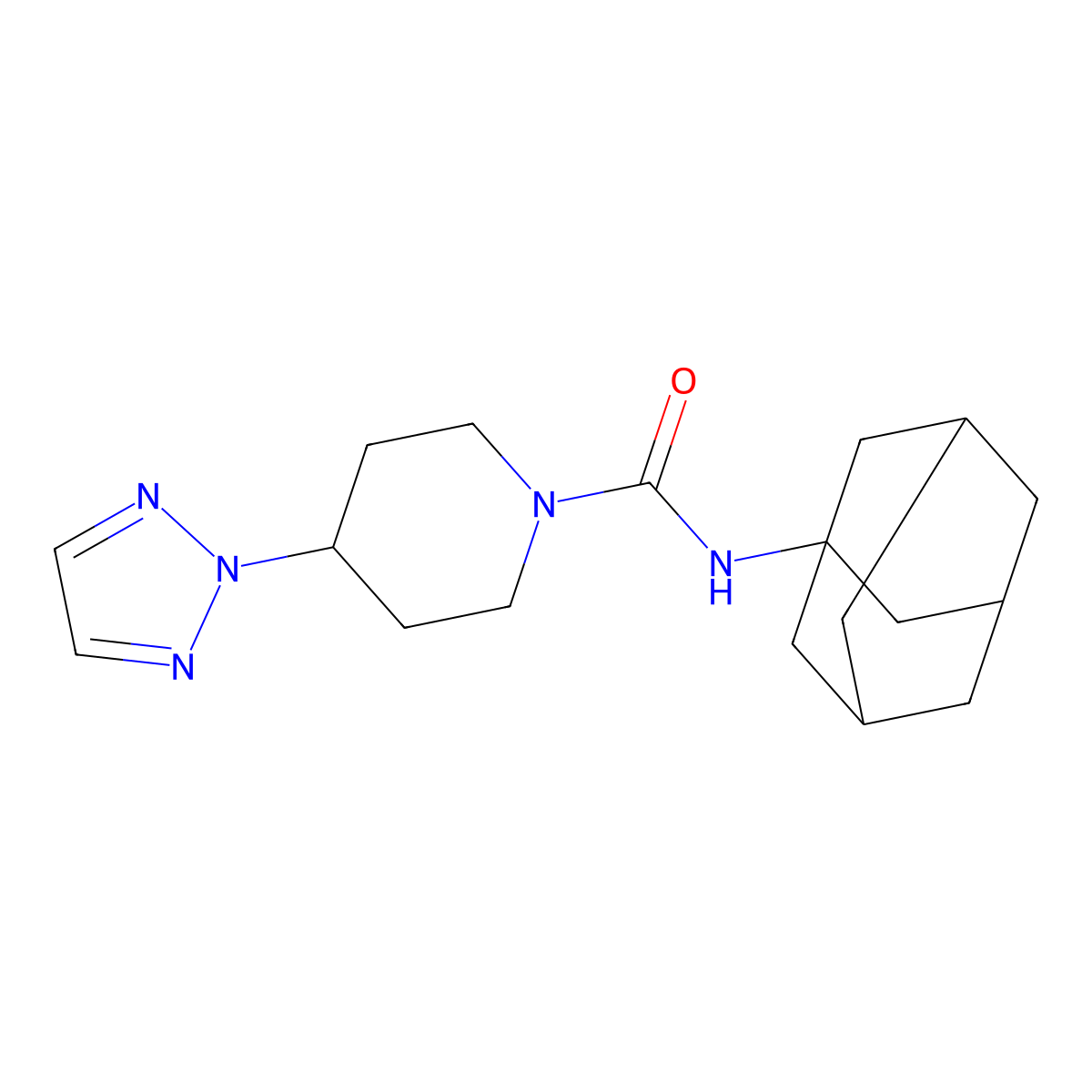 N-(adamantan-1-yl)-4-(2H-1,2,3-triazol-2-yl)piperidine-1-carboxamide molecular structure, CAS 2200428-58-4