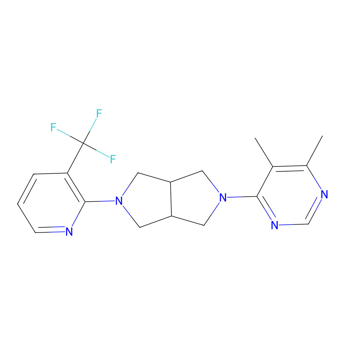 4,5-Dimethyl-6-{5-[3-(trifluoromethyl)pyridin-2-yl]-octahydropyrrolo[3,4-c]pyrrol-2-yl}pyrimidine molecular structure, CAS 2200465-90-1