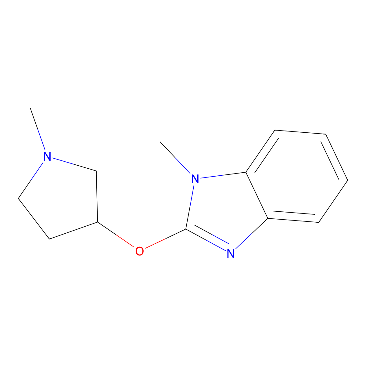 1-methyl-2-[(1-methylpyrrolidin-3-yl)oxy]-1H-1,3-benzodiazole molecular structure, CAS 2200466-53-9