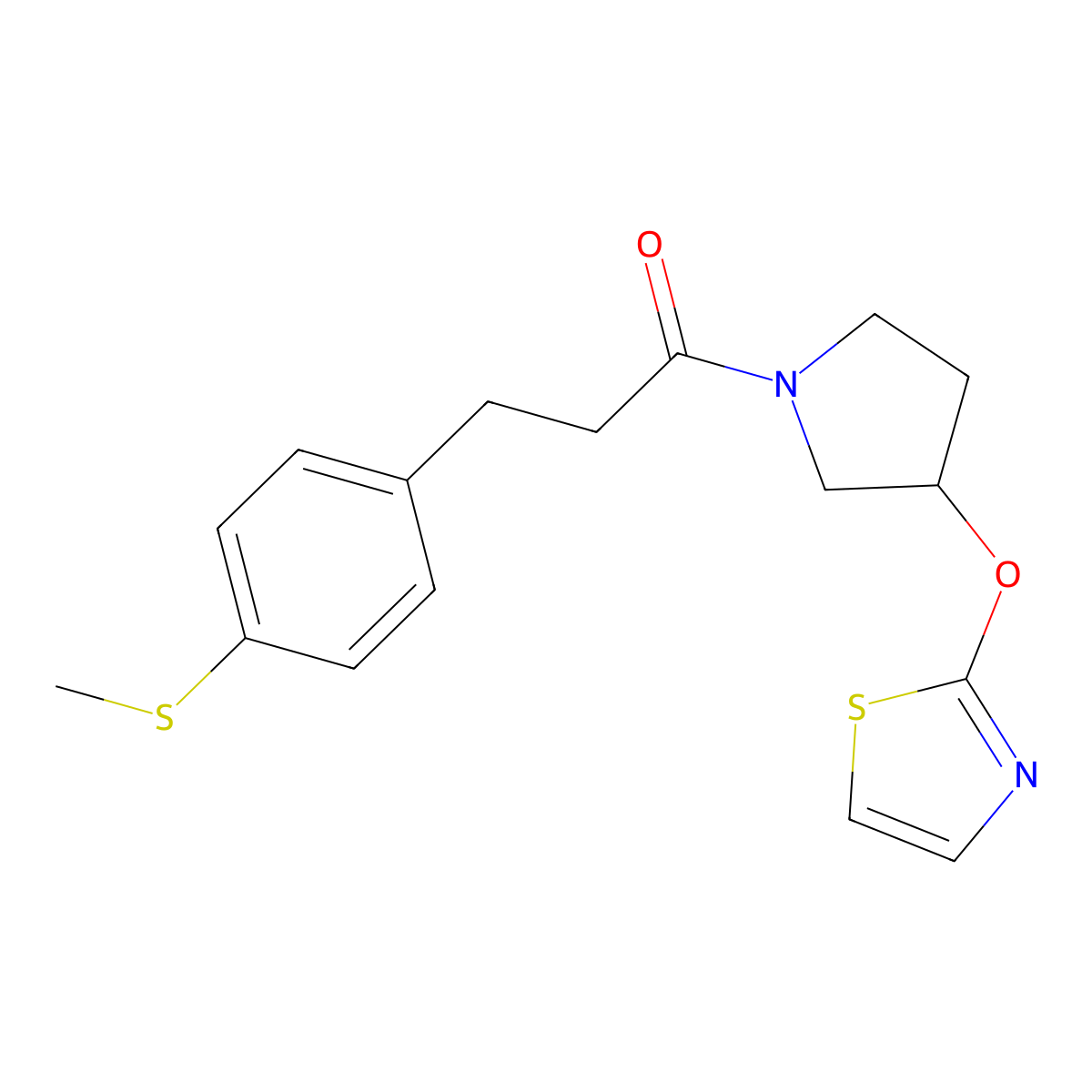 3-[4-(Methylsulfanyl)phenyl]-1-[3-(1,3-thiazol-2-yloxy)pyrrolidin-1-yl]propan-1-one molecular structure, CAS 2200472-20-2