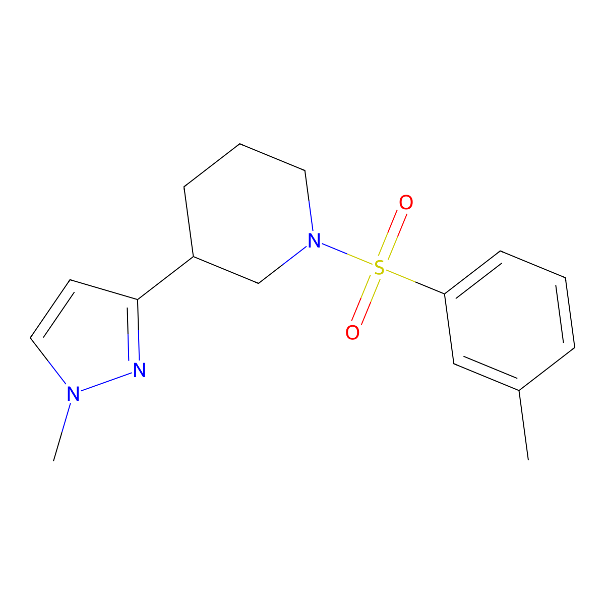 3-(1-methyl-1H-pyrazol-3-yl)-1-(m-tolylsulfonyl)piperidine molecular structure, CAS 2200472-88-2