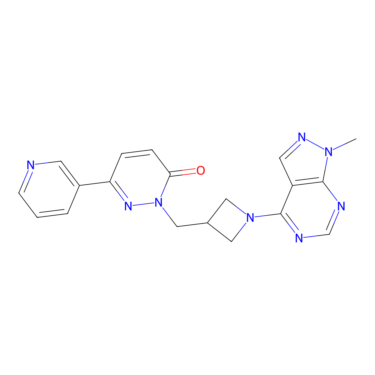 2-[(1-{1-methyl-1H-pyrazolo[3,4-d]pyrimidin-4-yl}azetidin-3-yl)methyl]-6-(pyridin-3-yl)-2,3-dihydropyridazin-3-one molecular structure, CAS 2200472-98-4