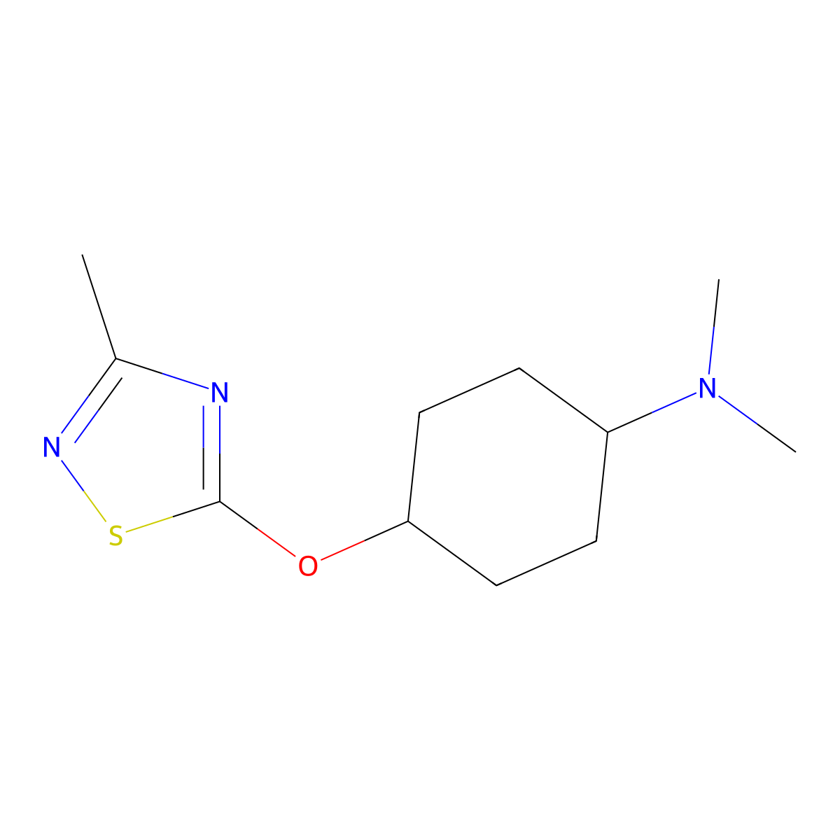 N,N-dimethyl-4-[(3-methyl-1,2,4-thiadiazol-5-yl)oxy]cyclohexan-1-amine molecular structure, CAS 2200496-75-7