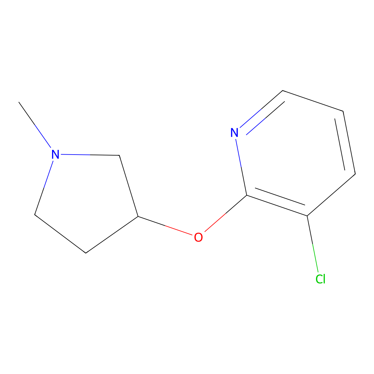 3-Chloro-2-[(1-methylpyrrolidin-3-yl)oxy]pyridine molecular structure, CAS 2200496-87-1