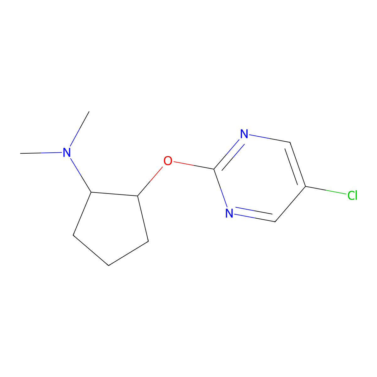 2-[(5-chloropyrimidin-2-yl)oxy]-N,N-dimethylcyclopentan-1-amine molecular structure, CAS 2200496-93-9