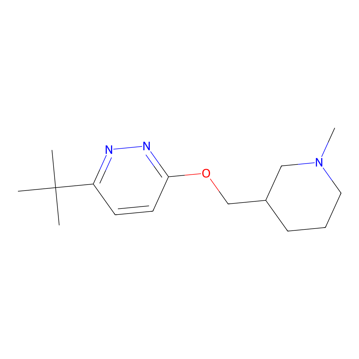 3-Tert-butyl-6-[(1-methylpiperidin-3-yl)methoxy]pyridazine molecular structure, CAS 2200498-52-6